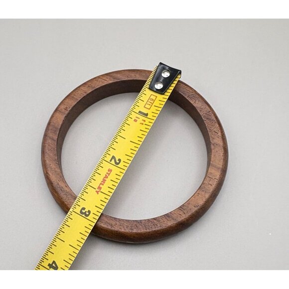 Vintage Wooden Bangle Bracelet with Gold Tone Arror Inlay Design Boho Retro - Picture 3 of 7